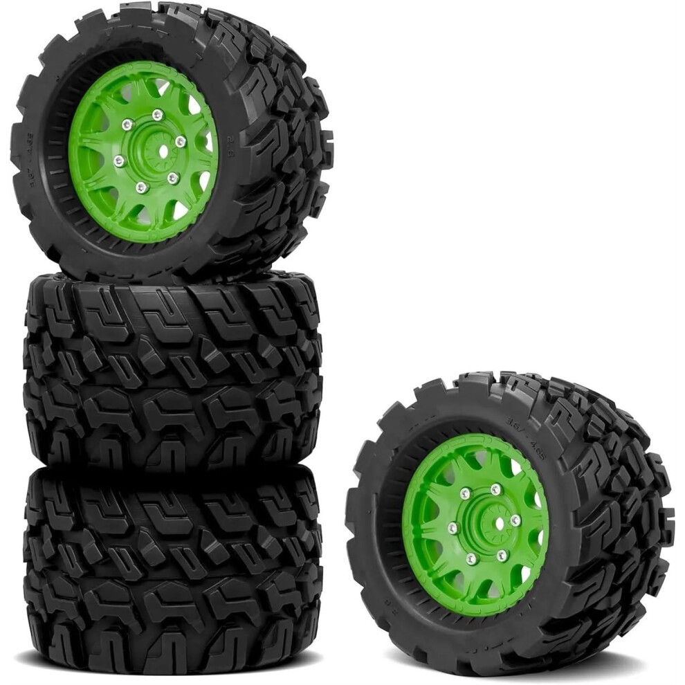 Rc Car Wheels And Tires For 1/10 Scale Rc Truck, 12Mm 14Mm Hex, Compatible With Arrma Granite Axial Green 9045646551371