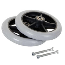 8 Inch Wheelchair Front Caster Wheels Pair, Durable Polyurethane Tread for Smooth Rolling and Stable Control (Gray)