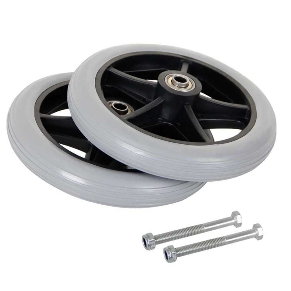 Gray 8 Inch Wheelchair Front Caster Wheels Pair, Durable Polyurethane Tread For Smooth Rolling And Stable Control (Gray)