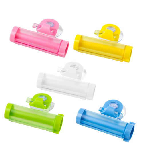 Toothpaste Squeezer Tube Roller Set with Suction Cup, Efficient WallMount Bathroom Organizer, 6pcs Random Color