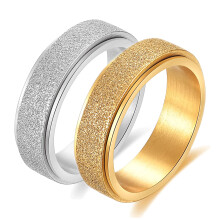 Spinner Fidget Ring Set Gold and Silver Glitter Finish Size 5 Stainless Steel Anxiety Relief Jewelry