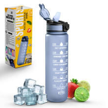 Roe Tenpo Sports Water Bottle with Straw and Time Marking and 32OZ Capacity