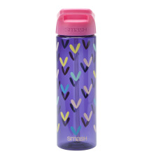 Smash Hearts Water Bottle with Straw 700m Purple
