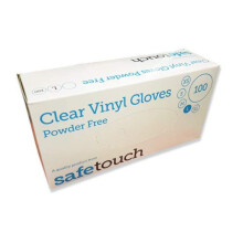 SafeTouch 50000012 Powder Free Clear Vinyl Gloves Large Pack of 100