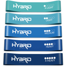Hybrid Resistance Bands Set of 5 PREMIUM Skin Friendly 5 Strength Levels L