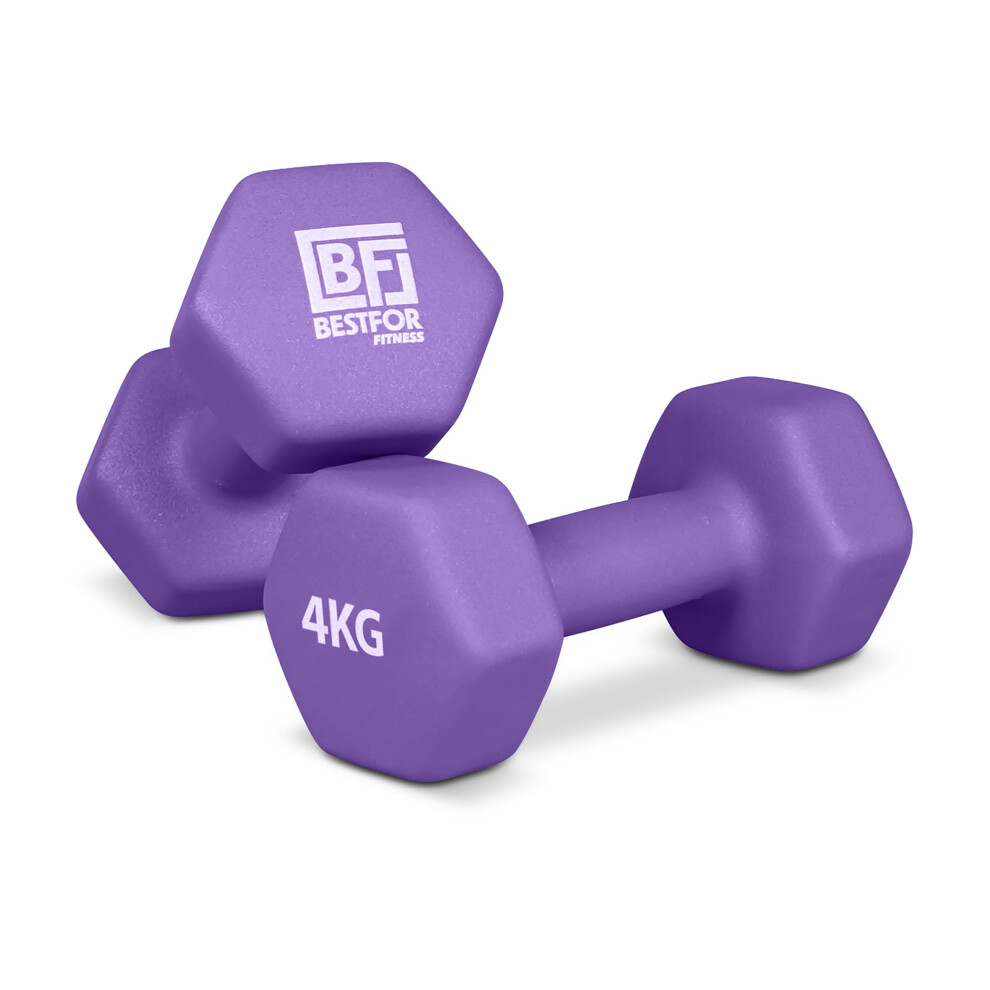 Photos - Barbells & Dumbbells Bestfor Pair of 4kg Hex Anti Roll Non Slip Neoprene Dumbbell Weights
