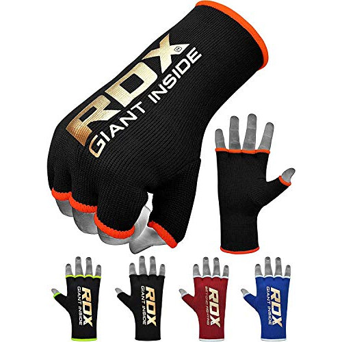 RDX Elasticated boxing bandages MMA hand wraps with thumb loop blackorange