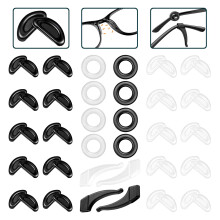 26 Pairs Soft Silicone Glasses Nose Pads, Anti‑Slip Comfort Fit Replacement Set with Black Ear Hooks for Eyeglasses