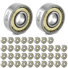 QWORK 40 Packs 608zz Ball Bearing Longboard Roller Skate Skateboards X