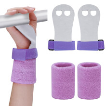 Abeillo 2 Gymnastics Grips Wristbands Sets for Girls Youth Kids PurpleGymna