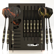 CCExquisite Professional Steel Tip Darts Set 6 x 22g Brass Barrels with 12