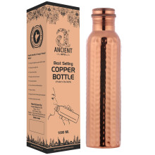 ANCIENTIMPEX Pure Copper Hammered Water Bottle 1000ml | Leak-Proof