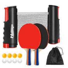Naissgo Table Tennis Set, Professional Table Tennis Bat Set, Quick Setup Net, 2 Table Tennis Bats,1 Retractable Net, 8 Ping-Pong Balls,1 Mesh Bag, Gr