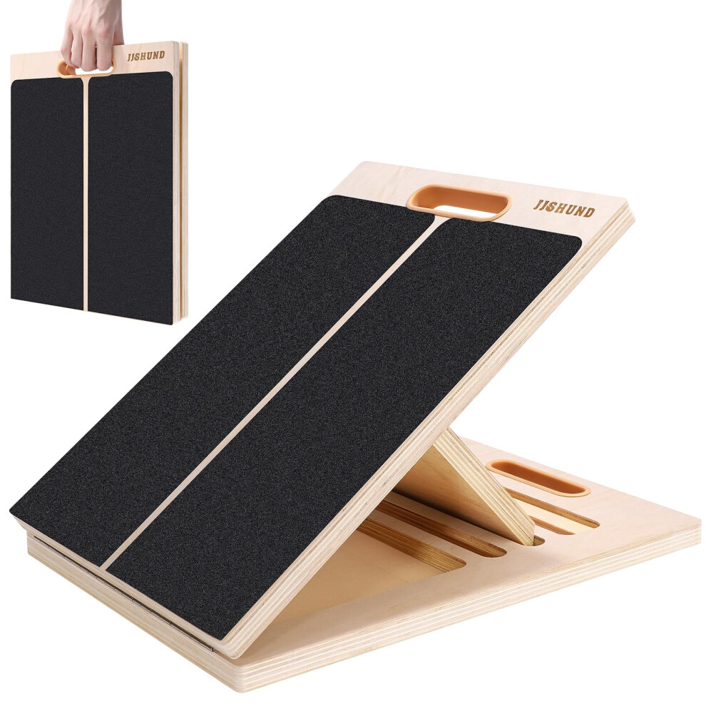 Jjshund Slant Board For Calf Stretching Adjustable Wooden Calf Stretcher Incline Bo