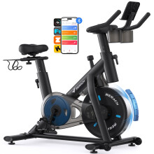 MERACH Exercise Bike with LED Display, Stationary Bike with Exclusive App for Customized Exercise Plans, Quiet Indoor Cycling Bike Exercise Equipment