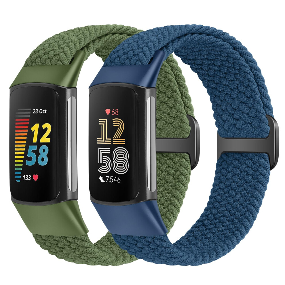 Shijzwd Elastic Braided Straps Compatible With Fitbit Charge 56 Breathable 5416760792256