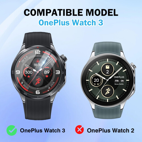 2 Pack Screen Protector for OnePlus Watch 3 with Auto‑Alignment Frame, HD Clear 9H Tempered Glass Full Coverage 1
