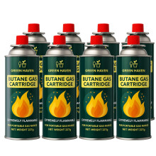 Green Haven Butane Gas Canisters 8 Pack – EN417 Non-threaded Camping
