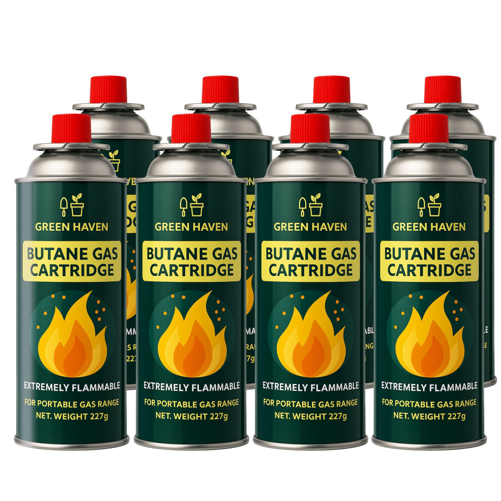 Photos - Other Camping Utensils Green Haven Butane Gas Canisters 8 Pack â EN417 Non-threaded Camping