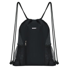 WANDF Drawstring Backpack Sports Gym Sackpack with Mesh Pockets Water Resistant String Bag for Women Men Children (Black)