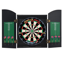GORILLA DARTS Centre Set Wooden Black Ash Cabinet Set Dartboard inc Darts P