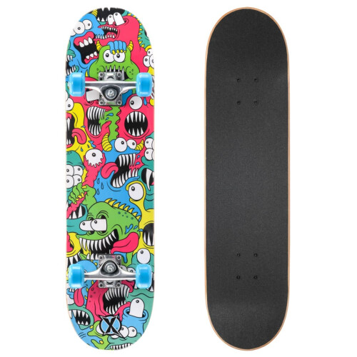 Xootz Xootz Complete Skateboard, 31" x 8", Chompers Double Kick Skateboard