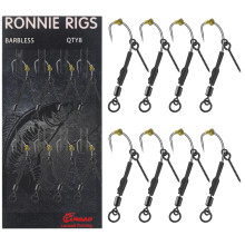Luroad 8 Pcs Ronnie Rigs with Boilie Screws Curved Barbless Barbed Carp Fis
