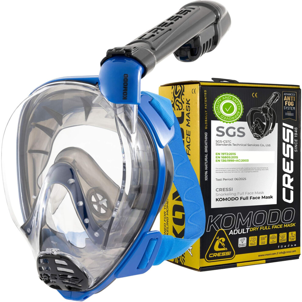Cressi Komodo Full Face Dry Snorkelling Mask - 180 Panoramic View Snorkelling M