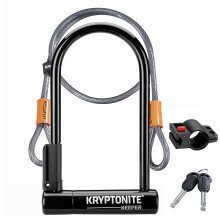 Kryptonite Keeper Bike U-Lock Standard with Braided Steel Cable,