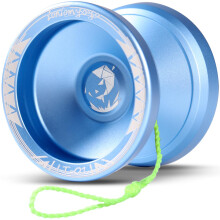 Professional Unresponsive Metal Yoyo with 5 Strings and Glove, Durable Design for Beginners and Advanced Players (Blue)