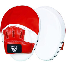 Boxing Pads Focus Mitts Leather Hook and Jab Punch Bag Target Training Curved Strike Shield Hand Muay Thai Pad MMA Martial Arts Gloves (Red)