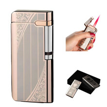 Windproof Butane Torch Lighter with Instant Ignition, Red Flame Refillable Design for BBQ Camping Kitchen Grill (Color D)