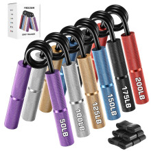 Hozzen Grip Strengthener Trainer Set - 6 Pack Metal Hand Grips Strengthener 50-200LBS, Heavy-Duty Wrist Forearm Strengthener with 6 Rolls of Grip Tap
