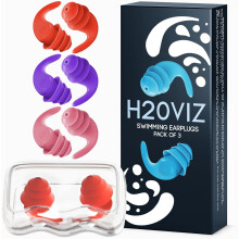 H20VIZ Pro Swim Ear Plugs 3 Pairs Waterproof Reusable Silicone Earplugs f