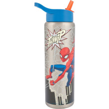 Marvel Spider-Man 750ml Stainless Steel Water Bottle with Straw - Leak-Proof, BPA-Free - Ideal for Kids & Adults - Perfect for School, Travel & Outdo