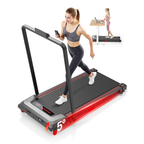 WalkDate Walking Pad Treadmill with 5 Incline Compact Under Desk Treadmill