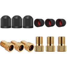 WOLMIK Bicycle Valve Adapter - 6 Pack Brass Presta Valve Adaptor, Convert Presta to Schrader for Bikes and Cars, Inflate Tire Using Standard Pump or A