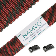 Namvo 550 Paracord Mil Spec Type III 7 strand parachute cord Total Length 100ft / 30 Meters, Red Camo