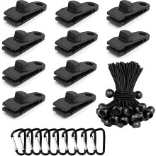 Langaelex Set of 10 Tarp Clips Heavy Duty Lock Grip Tent Clips Clamps with
