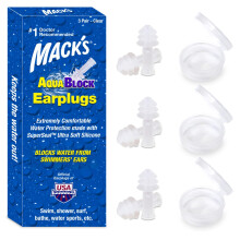 Macks AquaBlock Swimming Earplugs 3 Pair  Comfortable Waterproof Reusable S