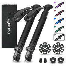 TheFitLife Collapsible Trekking Poles for Hiking – Lightweight Folding Walking Sticks for Men and Women with Extra-Long Foam Handle and Metal Flip L