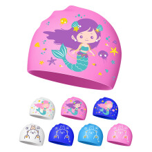 Swimming Cap Kids for 412 Years Waterproof Silicone with Cute Patterns Pink