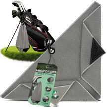 Caddie Up Microfibre Golf Towel with Integrated Brush Golf Ball Cleaner Pou