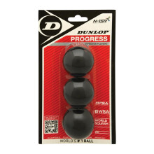 Dunlop Squash Balls Progress Red 3 Ball Blister Pack for Recreational and H