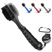 Champkey PRO Retractable Golf Club Brush - Oversized Head with Soft Rubber Hand Grip & Retractable Groove Cleaner (Black)