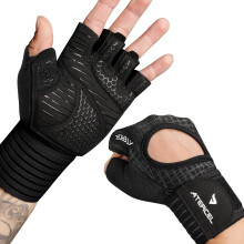ATERCEL Workout Gloves for Men & Women, Breathable Weightlifting Gloves Men with Wrist Wrap Support for Gym, Crossfit & Strength Training (Black, M)