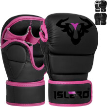Islero Fitness Matte Black MMA Gloves Martial Arts Mitts Grappling Sparring