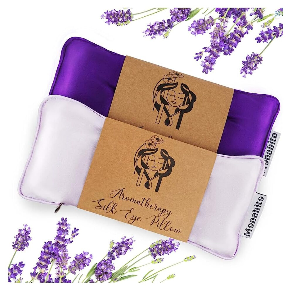 Hihealer Lavender Silk Eye Mask Set Of 2 Weighted For Sleeping Yoga Spa Med