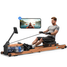 MERACH Foldable Wood Rowing Machine for Home Gym Water Resistance Rower Mac