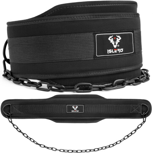 Islero Weight Lifting Belt Dip Belt for Back Support, Lifting Belt